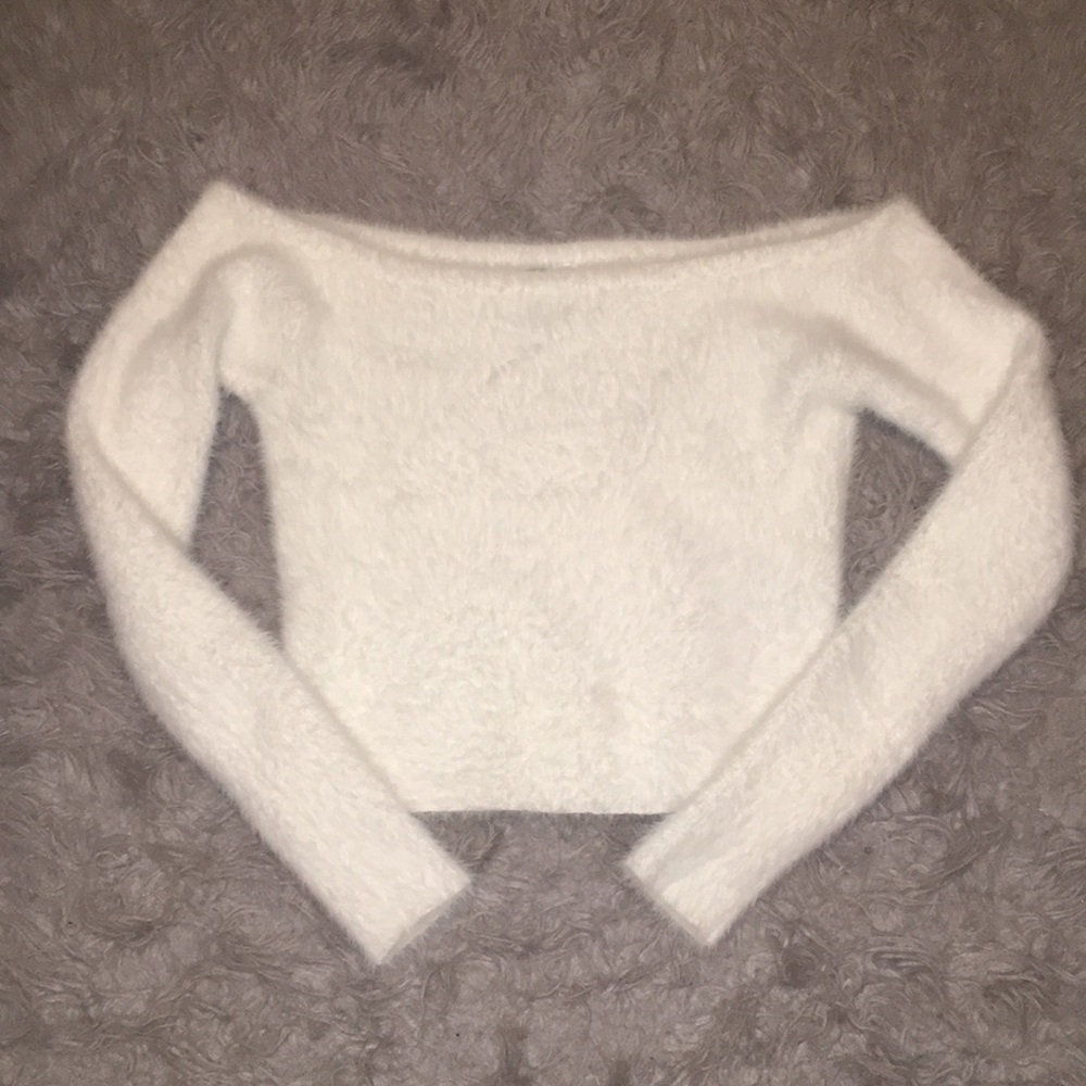 fuzzy white sweater
